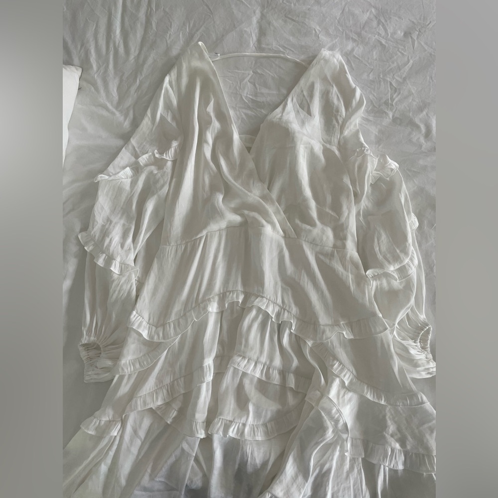 Charmeuse Ruffle Mini Dress with Back Tie